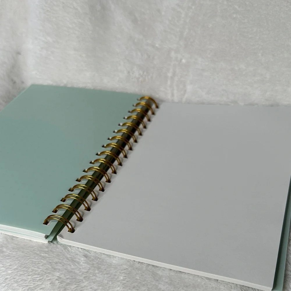 Notes Green & Gold Spiral Journal Doodle Sketch Notebook NWT lines dots blank